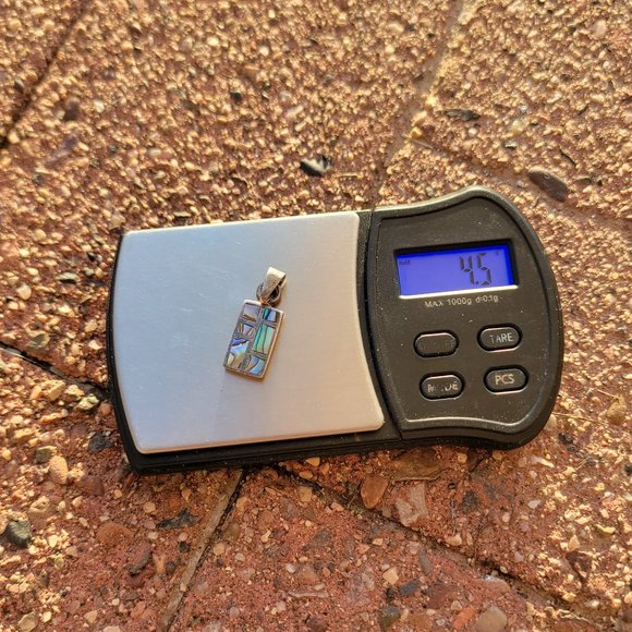 Southwestern vintage abalone shell inlay 925 sterling silver necklace pendant - Picture 7 of 13